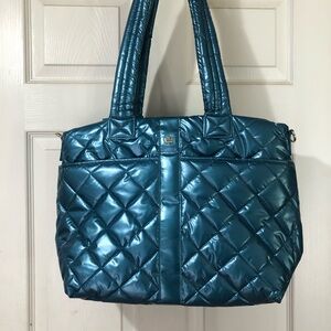 Oliver Thomas Quilted Metallic Teal Tote Bag - Women